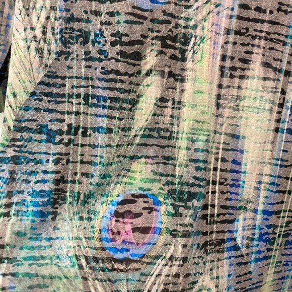 Live and Let Live Women Tunic Top Crochet Split Back 3/4 Sleeve Peacock Green 1X - Picture 9 of 11